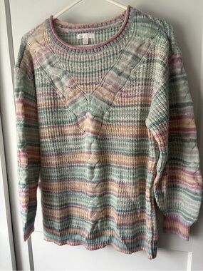 LC Lauren Conrad Pastel Multistripe Scoop Neck Sweater - S